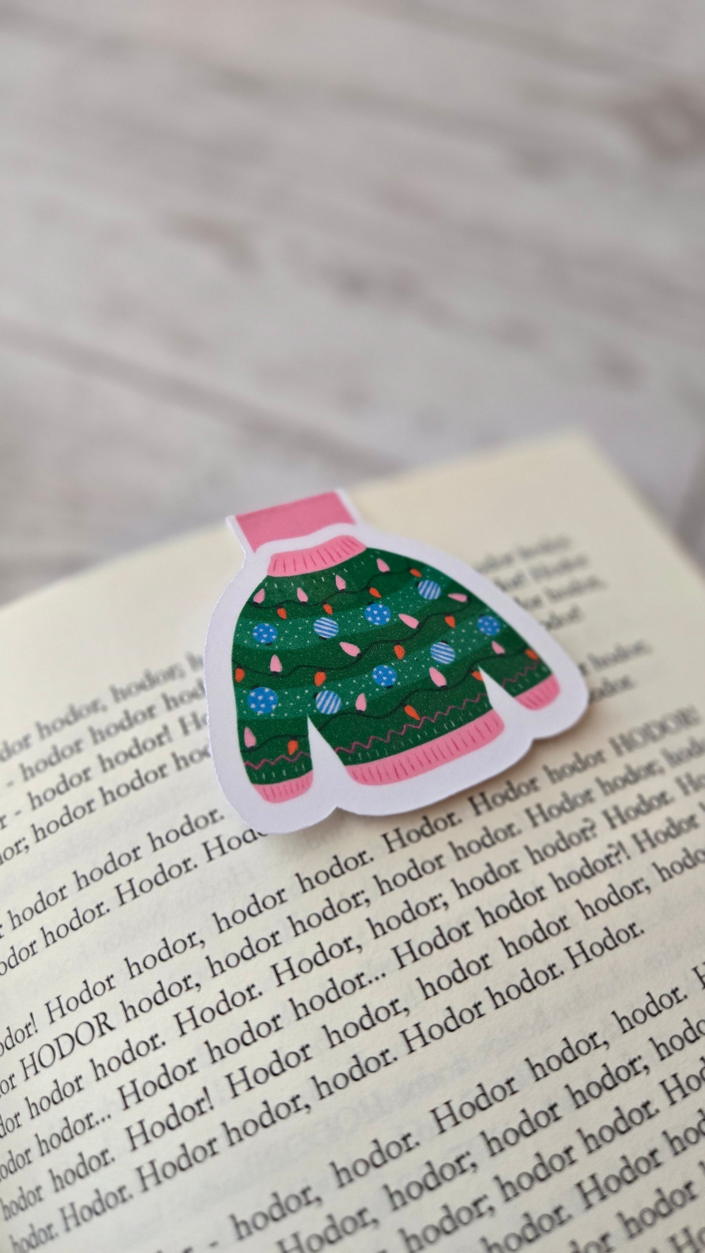 Green Christmas Lights Sweater Magnetic Bookmark