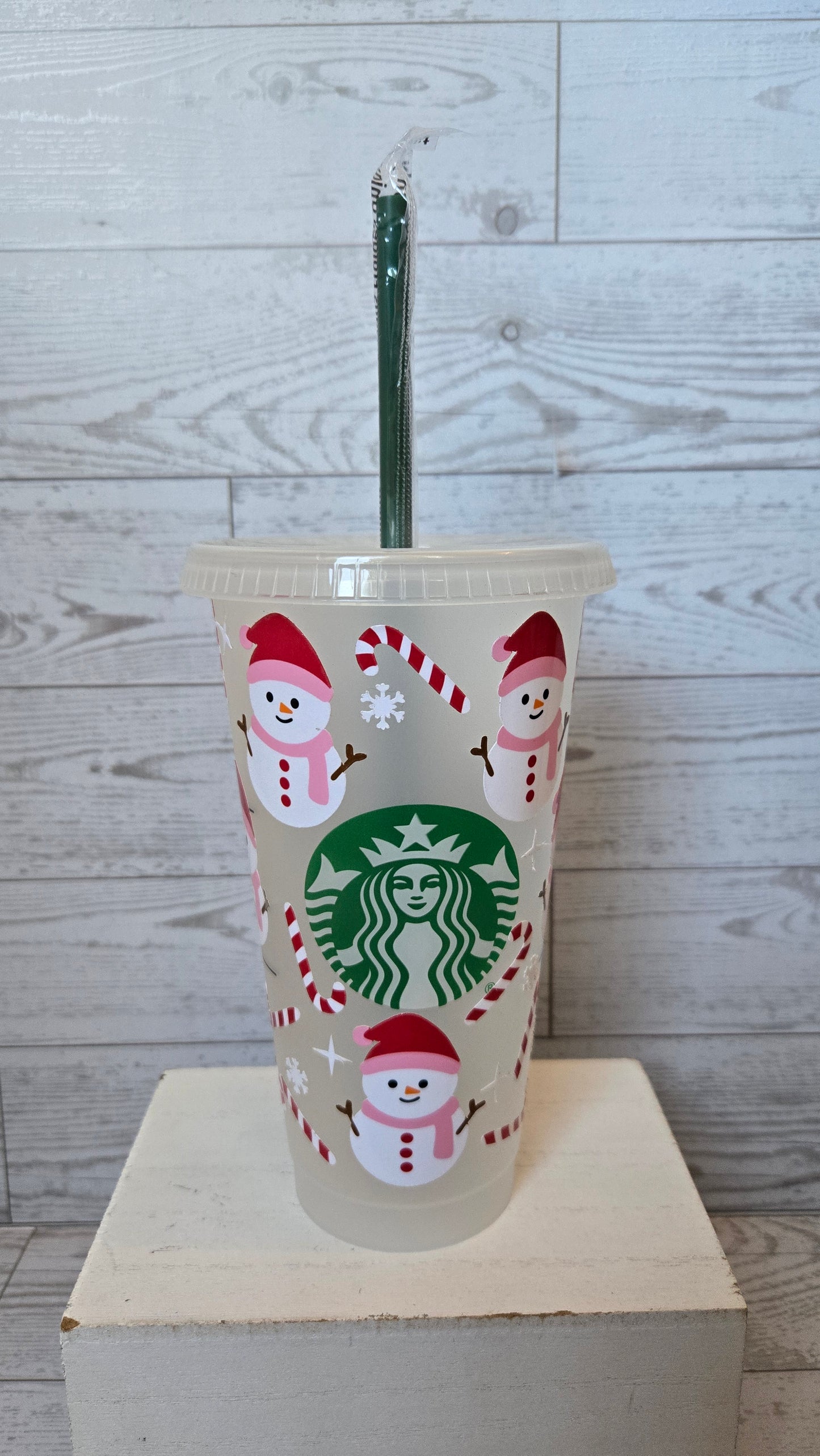 Candy Cane Snowman 24oz Starbucks Cold Cup- Limited Edition