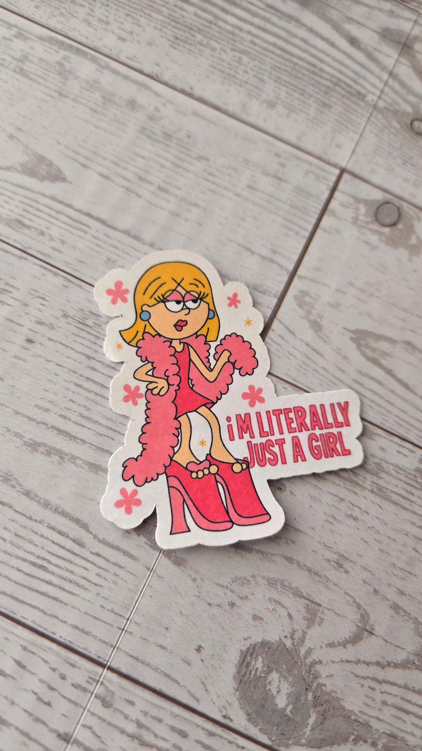 “Just a Girl” Retro Cartoon-Inspired Sticker