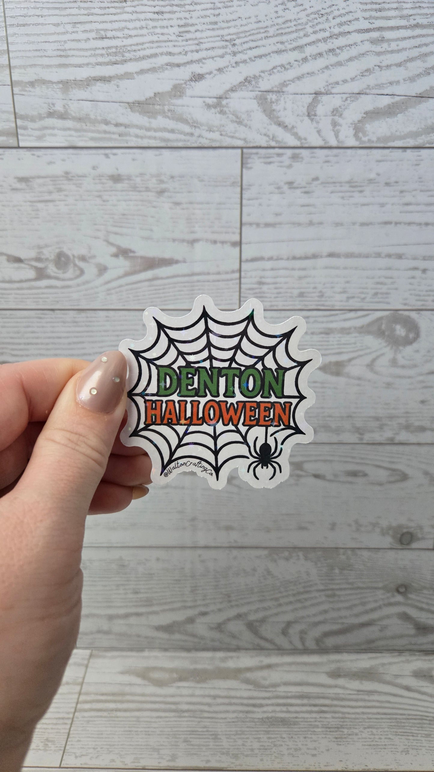 Denton Halloween Spiderweb Sticker-Green
