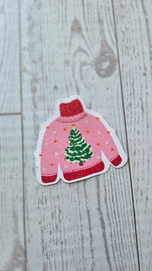 Pink Christmas Sweater Sticker