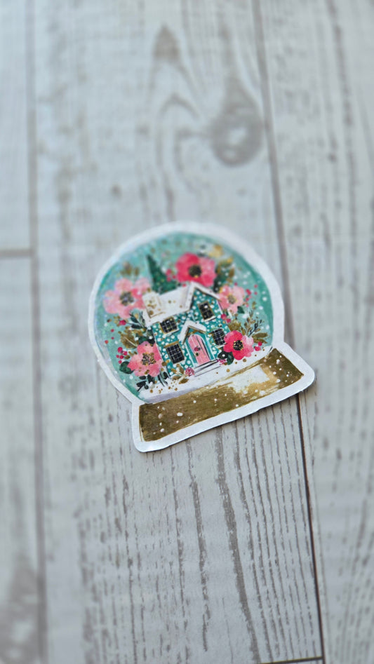 Winter Floral Snowglobe Sticker