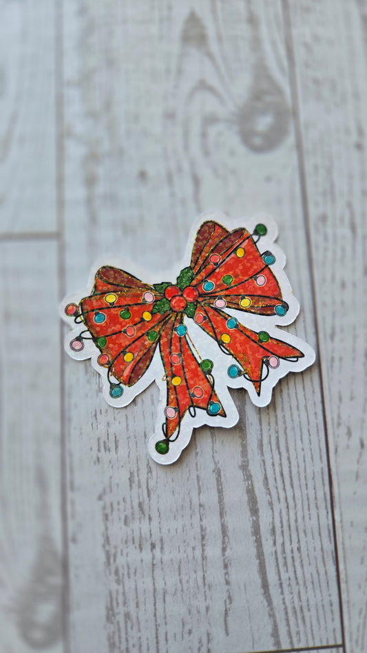 Christmas Lights Bow Sticker