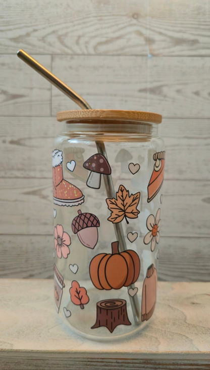Pumpkin Spice & Everything Nice Clear 16oz Glass Cup