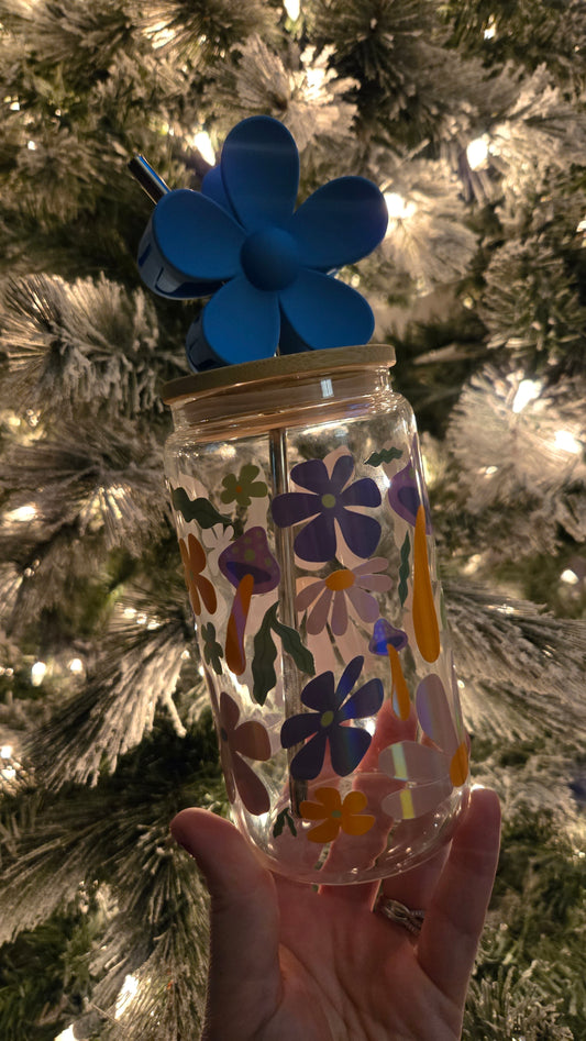 Floral Libby Cup + Matching Hair Clip Set