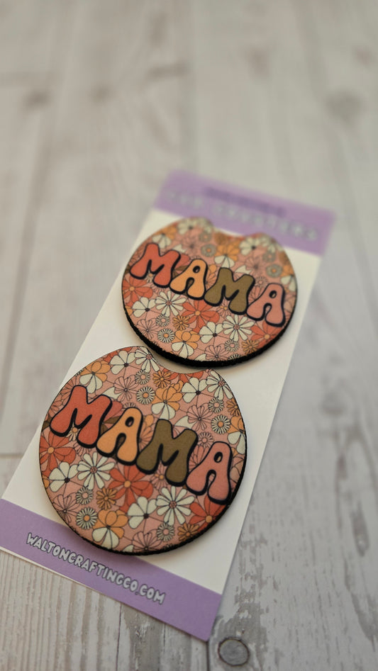 Retro Floral Mama Car Coaster Set